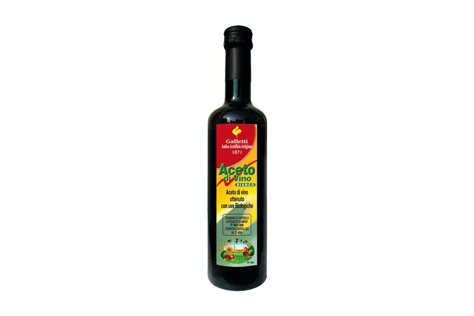 Aceto di vino bianco biologico in bottiglia 